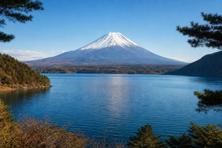 本栖湖・中ノ倉峠展望地(千圓鈔逆富士・穴場五湖|本栖湖西岸登山口)